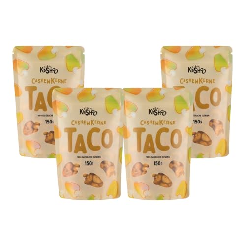 Mighty Kashoo® Cashewkerne Tacostyle - 4 x 150g Packung – Würzige Cashews geröstet mit Chili & Paprika – Knuspriger Protein-Snack - pflanzliches Eiweiß und gesunde Fette von Mighty Kashoo