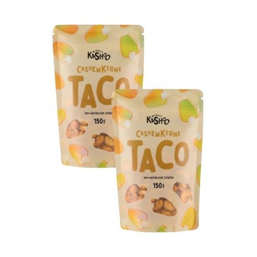 Mighty Kashoo® Cashewkerne Tacostyle und mehr – Würzige Cashews geröstet mit Chili & Paprika – Knuspriger Protein-Snack - pflanzliches Eiweiß und gesunde Fette (2er Pack, Taco) von Mighty Kashoo