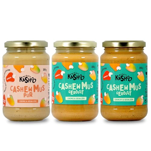 Mighty Kashoo - Cashewmus 3 x350g Vorratspack | Nussmus aus 100% Cashew Nüssen | ohne Zusatz von Zucker, ohne Palmöl - Natürlich, vegan und glutenfrei | für Saucen, Smoothies oder als Brotaufstrich Mighty Kashoo - Cashewmus 3 x350g Vorratspack | Nussmus aus 100% Cashew Nüssen | ohne Zusatz von Zucker, ohne Palmöl - Natürlich, vegan und glutenfrei | für Saucen, Smoothies oder als Brotaufstrich von Mighty Kashoo