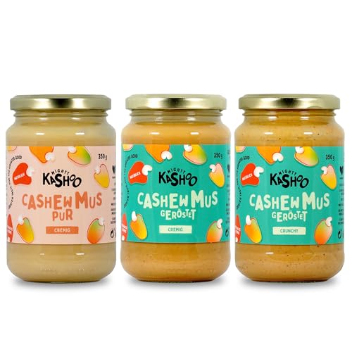 Mighty Kashoo - Cashewmus 3 x350g Vorratspack | Nussmus aus 100% Cashew Nüssen | ohne Zusatz von Zucker, ohne Palmöl - Natürlich, vegan und glutenfrei | für Saucen, Smoothies oder als Brotaufstrich Mighty Kashoo - Cashewmus 3 x350g Vorratspack | Nussmus aus 100% Cashew Nüssen | ohne Zusatz von Zucker, ohne Palmöl - Natürlich, vegan und glutenfrei | für Saucen, Smoothies oder als Brotaufstrich von Mighty Kashoo
