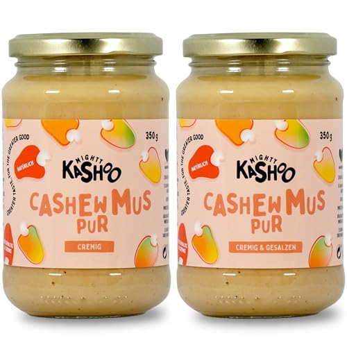 Mighty Kashoo Cashewmus Bundle Pur, Nachhaltiges Cashew Mus aus Westafrikanischen Nüssen, 2 x 350g im Glas - Natürlich, vegan und reich an Nährstoffen von Mighty Kashoo