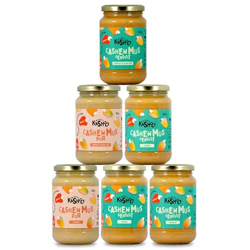 Mighty Kashoo - Cashewmus 6 x350g Probierpacket | Nussmus aus 100% Cashew Nüssen | ohne Zusatz von Zucker, ohne Palmöl - Natürlich, vegan und glutenfrei | für Saucen, Smoothies oder als Nussaufstrich Mighty Kashoo - Cashewmus 6 x350g Probierpacket | Nussmus aus 100% Cashew Nüssen | ohne Zusatz von Zucker, ohne Palmöl - Natürlich, vegan und glutenfrei | für Saucen, Smoothies oder als Nussaufstrich von Mighty Kashoo