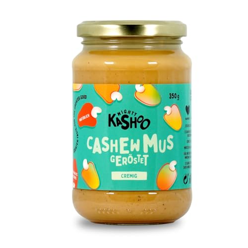 Mighty Kashoo - Geröstet cremig, Nachhaltiges Cashewmus aus Westafrikanischen Nüssen, 350g im Glas - Natürlich, vegan und reich an Nährstoffen (350 g (1er Pack), Geröstet cremig) von Mighty Kashoo