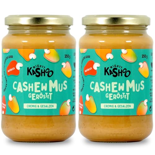 Mighty Kashoo - Geröstet cremig & salzig, Nachhaltiges Cashewmus aus Westafrikanischen Nüssen, 2 x 350g im Glas - Natürlich, vegan und reich an Nährstoffen von Mighty Kashoo