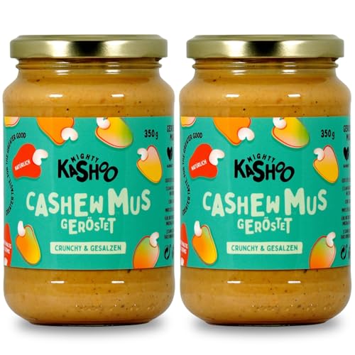 Mighty Kashoo - Geröstet crunchy & salzig, Nachhaltiges Cashewmus aus Westafrikanischen Nüssen, 2 x 350g im Glas - Natürlich, vegan und reich an Nährstoffen von Mighty Kashoo