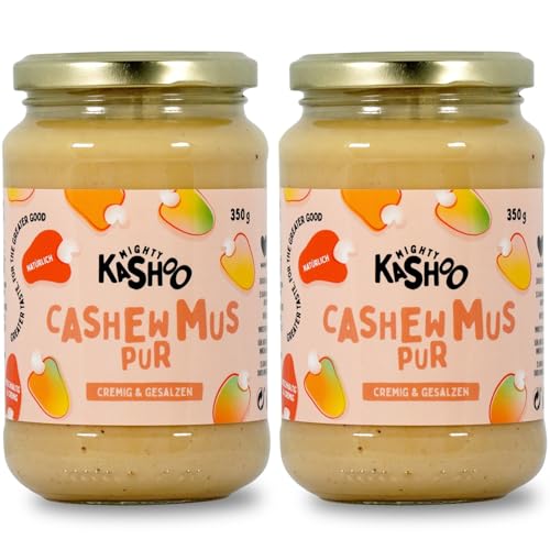 Mighty Kashoo - Pur cremig & salzig, Nachhaltiges Cashewmus aus Westafrikanischen Nüssen, 2 x 350g im Glas - Natürlich, vegan und reich an Nährstoffen von Mighty Kashoo