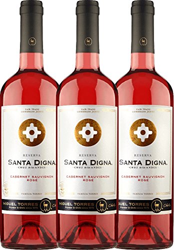 3er Paket - Santa Digna Rosé Cabernet Sauvignon Reserva 2017 - Miguel Torres Chile | trockener Roséwein | chilenischer Sommerwein aus dem Valle Central | 3 x 0,75 Liter von Miguel Torres