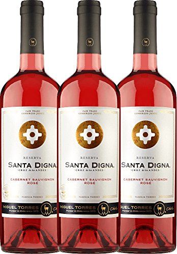 3er Paket - Santa Digna Rosé Cabernet Sauvignon Reserva 2017 - Miguel Torres Chile | trockener Roséwein | chilenischer Sommerwein aus dem Valle Central | 3 x 0,75 Liter von Familia Torres