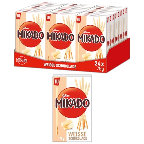 Mikado Weiße Schokolade - Kekse überzogen mit heller Schokolade - 24 x 75g von Mikado