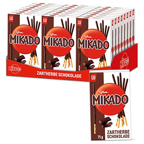 Mikado Zartherbe Schokolade - Kekse überzogen mit dunkler Schokolade (49%) - 24 x 75g von Mikado