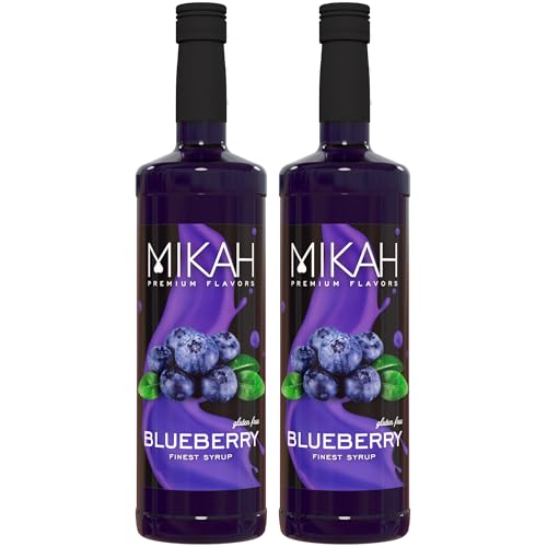 Mikah - Premium Flavors - Blueberry (Mirbeere) x2 | Sirup für Getränke und Desserts | Professionelle Verwendung | 2 Flaschen à 1 Liter (2 x 1000 ml) von Mikah