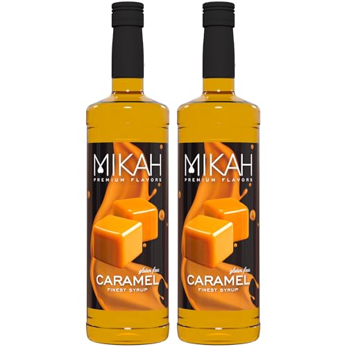 Mikah - Premium Flavors - Caramel (Karamell) x2 | Sirup für Getränke und Desserts | Professionelle Verwendung | 2 Flaschen à 1 Liter (2 x 1000 ml) von Mikah