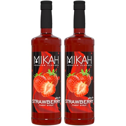 Mikah - Premium Flavors - Erdbeere (Erdbeere) x2 | Sirup für Getränke und Desserts | Professionelle Verwendung | 2 Flaschen à 1 Liter (2 x 1000 ml) von Mikah