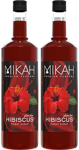Mikah - Premium Flavors - Hibiscus (Hibiskus) x2 | Sirup für Getränke und Desserts | Professionelle Verwendung | 2 Flaschen à 1 Liter (2 x 1000 ml) von Mikah