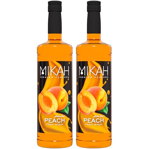 Mikah - Premium Flavors - Pfirsich (Pfirsich) x2 | Sirup für Getränke und Desserts | Professionelle Verwendung | 2 Flaschen à 1 Liter (2 x 1000 ml) von Mikah