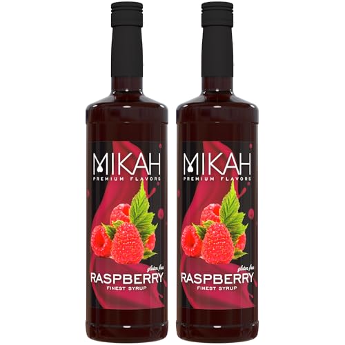 Mikah - Premium Flavors - Raspberry (Himbeere) x2 | Sirup für Getränke und Desserts | Professionelle Verwendung | 2 Flaschen à 1 Liter (2 x 1000 ml) von Mikah