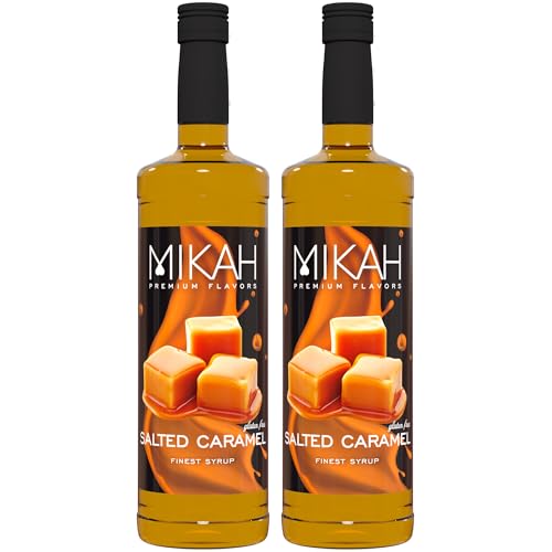 Mikah - Premium Flavors - Salted Caramel (gesalzenes Karamell) x2 | Sirup für Getränke und Desserts | Professionelle Verwendung | 2 Flaschen à 1 Liter (2 x 1000 ml) von Mikah