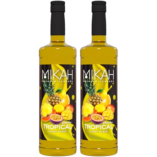 Mikah - Premium Flavors - Tropical (Tropische Früchte) x2 | Sirup für Getränke und Desserts | Professionelle Verwendung | 2 Flaschen à 1 Liter (2 x 1000 ml) von Mikah