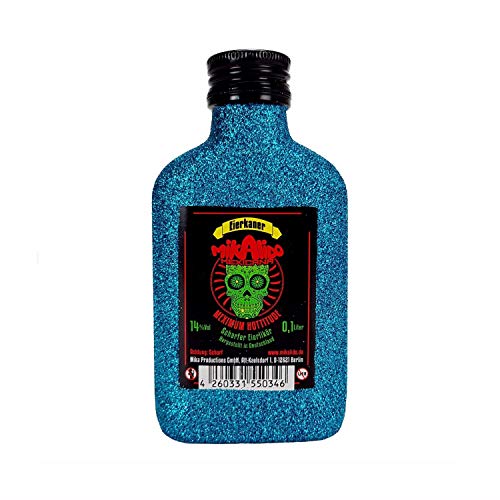 Mikalido Mexicana Eierkaner Scharfer Eierlikör 0,1l (14% Vol) Blin Bling Glitzerflasche in blau -[Enthält Sulfite] von Mikalido-Mikalido