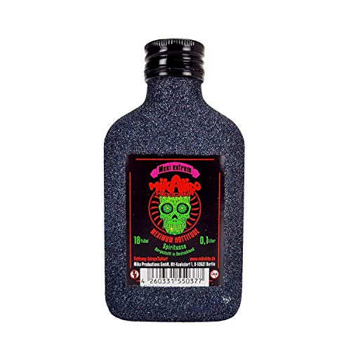 Mikalido Mexicana Mexi extrem scharf Spirituose 0,1l (18% Vol) Blin Bling Glitzerflasche in schwarz -[Enthält Sulfite] von Mikalido-Mikalido