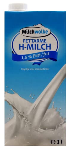 Milchwolke fettarme H-Milch 1,5% Fett, 12er Pack (12 x 1 l) von Milchwolke