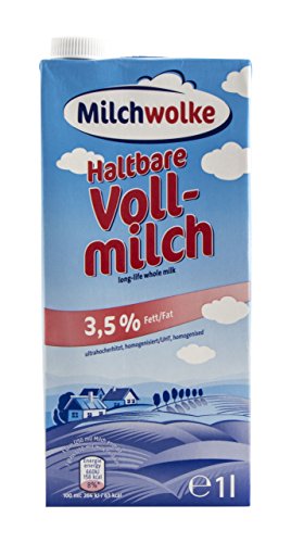 Milchwolke haltbare Vollmilch 3,5% Fett, 12er Pack (12 x 1 l) von Milchwolke