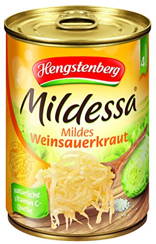 Hengstenberg Mildessa Weinsauerkraut 4 Portionen, 12er Pack (12 x 580 ml Dose) von Hengstenberg