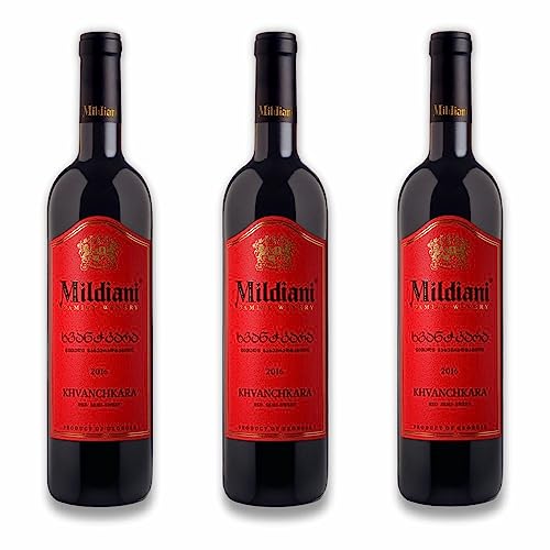 MILDIANI Weinpaket – drei erstklassige Weine: Khvanchkara lieblicher Rotwein aus Georgien (3 x 0.75 l) von Mildiani