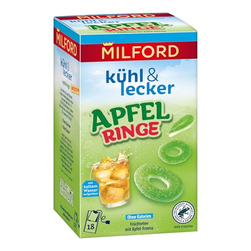 MILFORD kühl & lecker Apfelringe | Früchtetee mit Apfel-Aroma | 18 Teebeutel von Milford