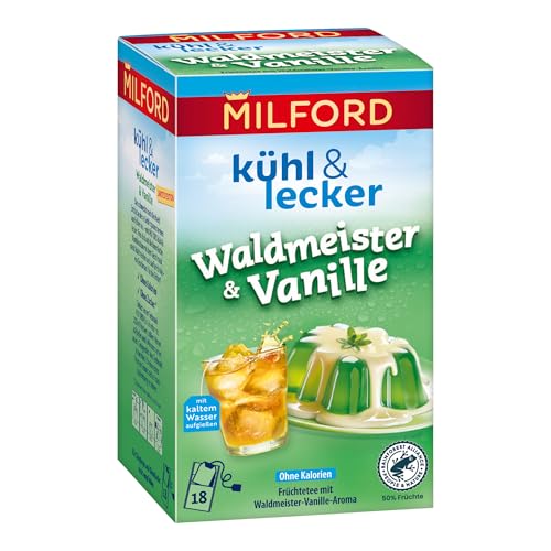 MILFORD kühl & lecker Waldmeister-Vanille | Früchtetee mit Waldmeister-Vanille-Aroma | 18 Teebeutel von Milford