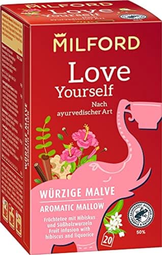Milford Love Yourself | Würzige Malve | Früchtetee mit Hibiskus und Süßholzwurzeln | Nach ayurvedischer Art | 20 Teebeutel von Milford
