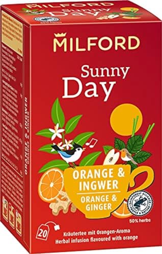 Milford Sunny Day | Orange & Ingwer | Kräutertee mit Orangen-Aroma | 20 Teebeutel von Milford
