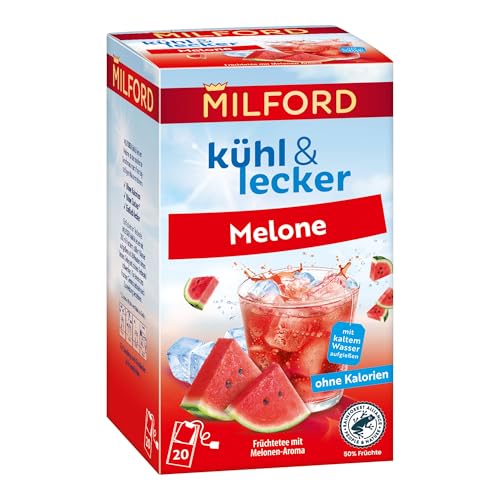 Milford kühl & lecker Melone | Ohne Kalorien | Ohne Zucker | Laktosefrei | Glutenfrei | Vegan | 20 Teebeutel | 50 g von Milford