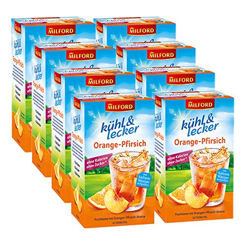 Milford kühl & lecker Orange-Pfirsich, 20 Beutel, 8er Pack (8 x 50 g) von Milford