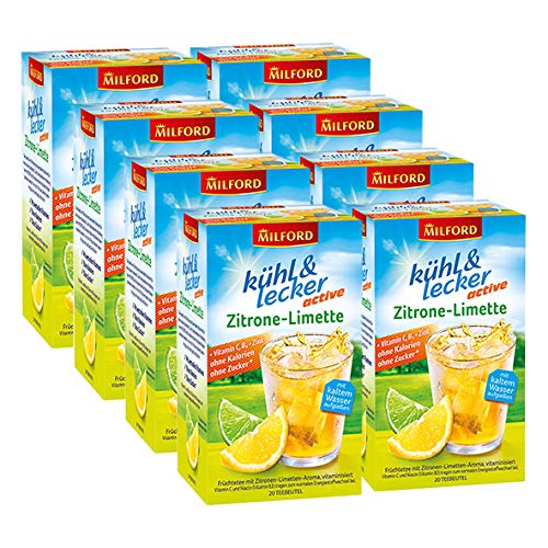 Milford kühl & lecker active Zitrone-Limette, 20 Teebeutel, 8er Pack Milford kühl & lecker active Zitrone-Limette, 20 Teebeutel, 8er Pack von Milford