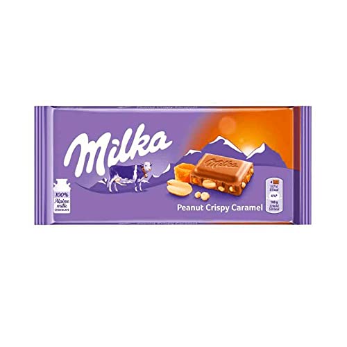 Erdnuss-Karamell-Schokoriegel | Milka | Schokoriegel-Erdnuss und Stücke Karamell | Gesamtgewicht 90 Gramm von Milka