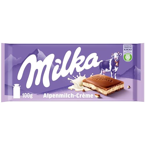 Milka Alpen-Milchcréme 1 x 100g I Alpenmilch-Schokolade I mit Alpenmilch Créme-Füllung I Milka Schokolade aus 100% Alpenmilch I Tafelschokolade Milka Alpen-Milchcréme 1 x 100g I Alpenmilch-Schokolade I mit Alpenmilch Créme-Füllung I Milka Schokolade aus 100% Alpenmilch I Tafelschokolade von Milka