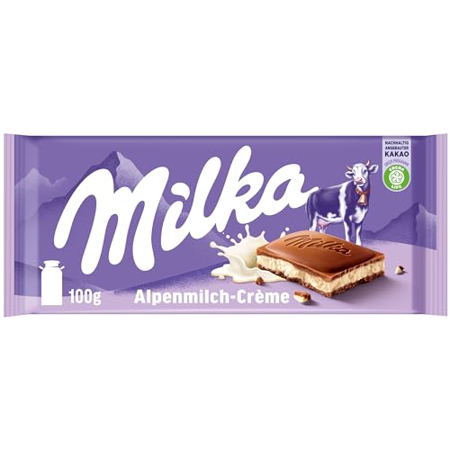 Milka Alpen-Milchcréme 1 x 100g I Alpenmilch-Schokolade I mit Alpenmilch Créme-Füllung I Milka Schokolade aus 100% Alpenmilch I Tafelschokolade von Milka