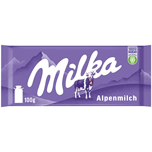 Milka Alpenmilch 1 x 100g I Alpenmilch-Schokolade I Milchschokolade I Milka Schokolade aus 100% Alpenmilch I Tafelschokolade von Milka