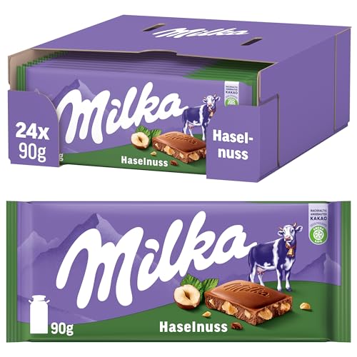 Milka Alpenmilch-Schokoladentafel mit Haselnussstückchen, 24 x 90g Milka Alpenmilch-Schokoladentafel mit Haselnussstückchen, 24 x 90g von Milka