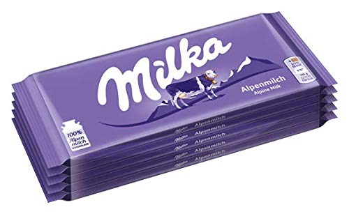 Milka Alpenmilch - Zartschmelzende Schokoladentafel aus 100% Alpenmilch - Großpackung - 5 x 100g von Milka