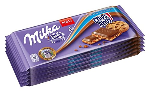 Milka Chips Ahoy limitierte Edition, Tafelschokolade mit Keksstückchen, 100g, 10er Pack (10 x 100 g) von Milka