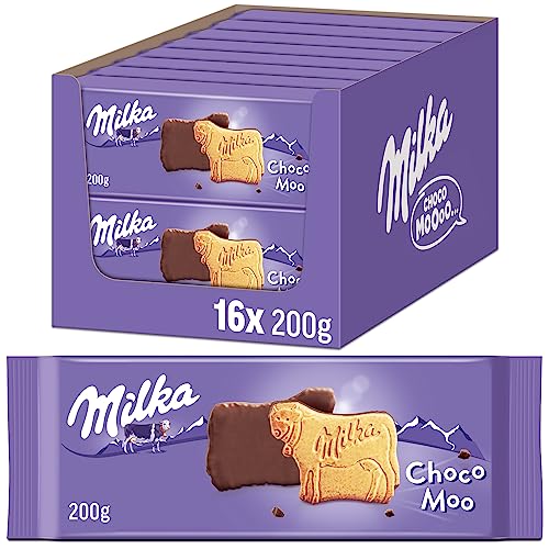 Milka Choco Moo 16 x 200g, Kekse mit zarter Alpenvollmilch Schokolade von Milka