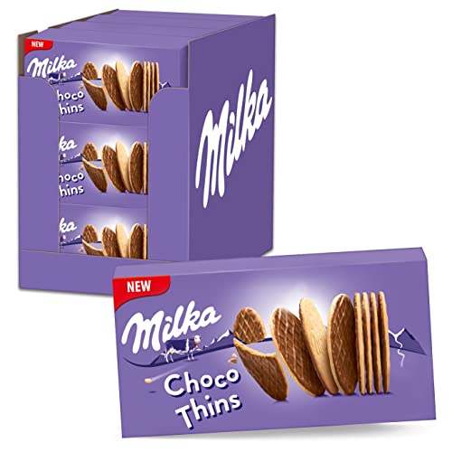 Milka Choco Thins 12 x 151g, Extra feine Kekse mit Alpenmilch Schokolade von Milka