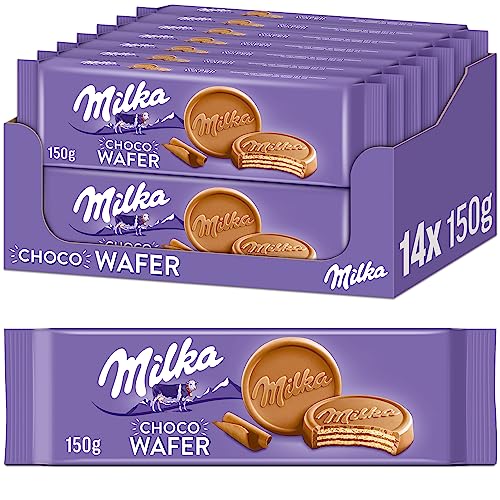 Milka Choco Wafer 14 x 150g, Waffel mit Kakaocreme Füllung umhüllt von Alpenmilch Schokolade von Milka