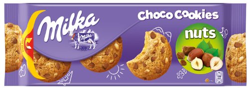 Milka ChocoCookies Nuts, Kekse mit Schoko- und Haselnussstückchen - 168gr von Milka