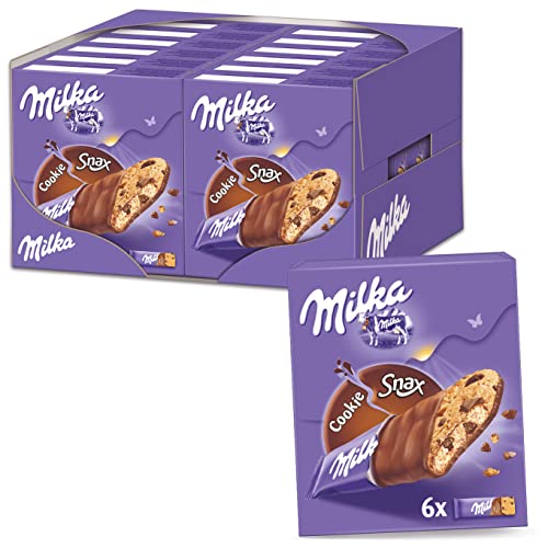 Milka Cookie Snax 12 x 165g, Kekse mit Alpenmilch Schokoladenstückchen von Milka