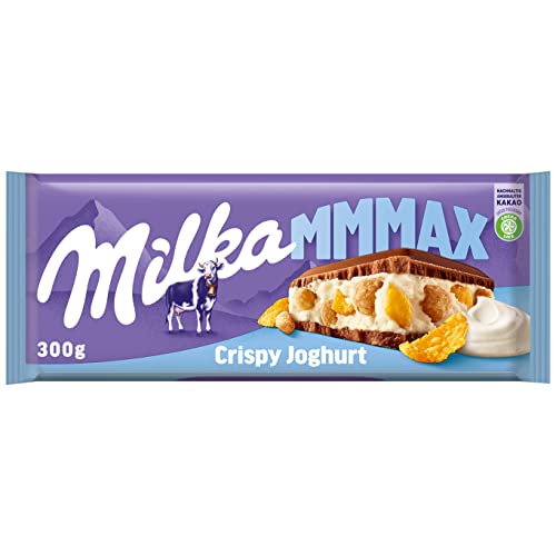 Milka Crispy-Joghurt 1 x 300g I Großtafel I Alpenmilch-Schokolade I mit Joghurtcréme-Füllung und Cerealien I Milka Schokolade aus 100% Alpenmilch I Tafelschokolade Milka Crispy-Joghurt 1 x 300g I Großtafel I Alpenmilch-Schokolade I mit Joghurtcréme-Füllung und Cerealien I Milka Schokolade aus 100% Alpenmilch I Tafelschokolade von Milka