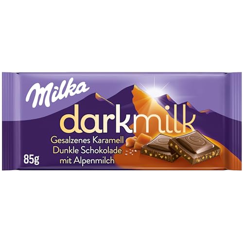 Milka Dark Milk Gesalzenes Karamell 1x 85g I Zartherbe Alpenmilch-Schokolade I mit Salz-Karamell I Milka Schokolade aus 100% Alpenmilch I Tafelschokolade Milka Dark Milk Gesalzenes Karamell 1x 85g I Zartherbe Alpenmilch-Schokolade I mit Salz-Karamell I Milka Schokolade aus 100% Alpenmilch I Tafelschokolade von Milka