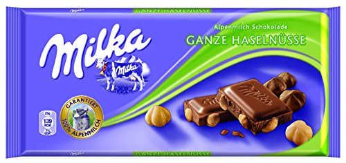 Milka Ganze Haselnüsse, 8er Pack (8 x 100 g Packung) von Milka